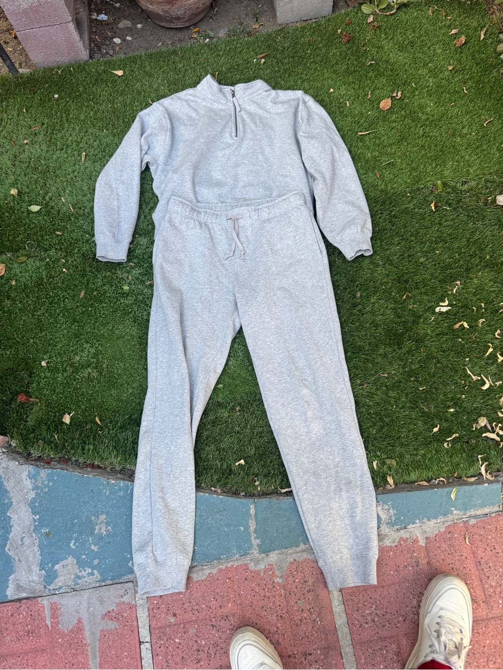 Fashion Nova Light Gray Heather Track Joggers Set